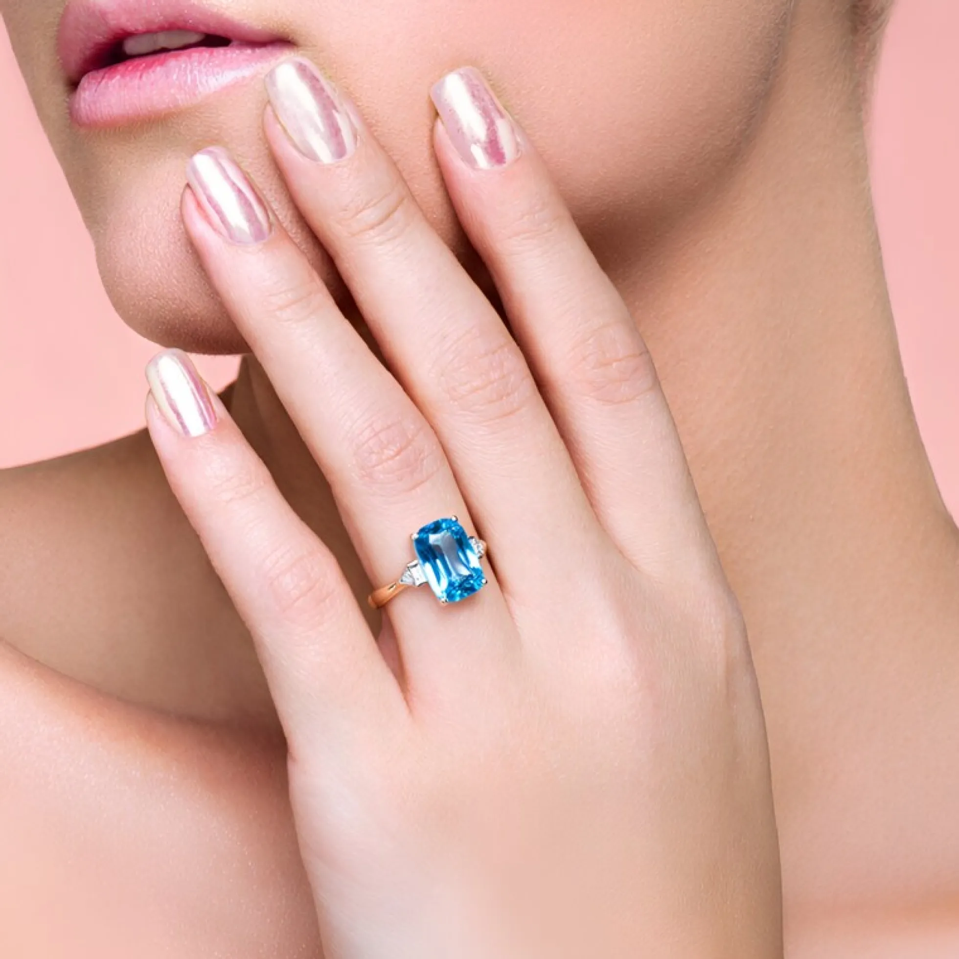 AAA-Brasilianischer Aquamarin-Goldring