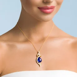 AAA-Tansanit-Goldhalskette