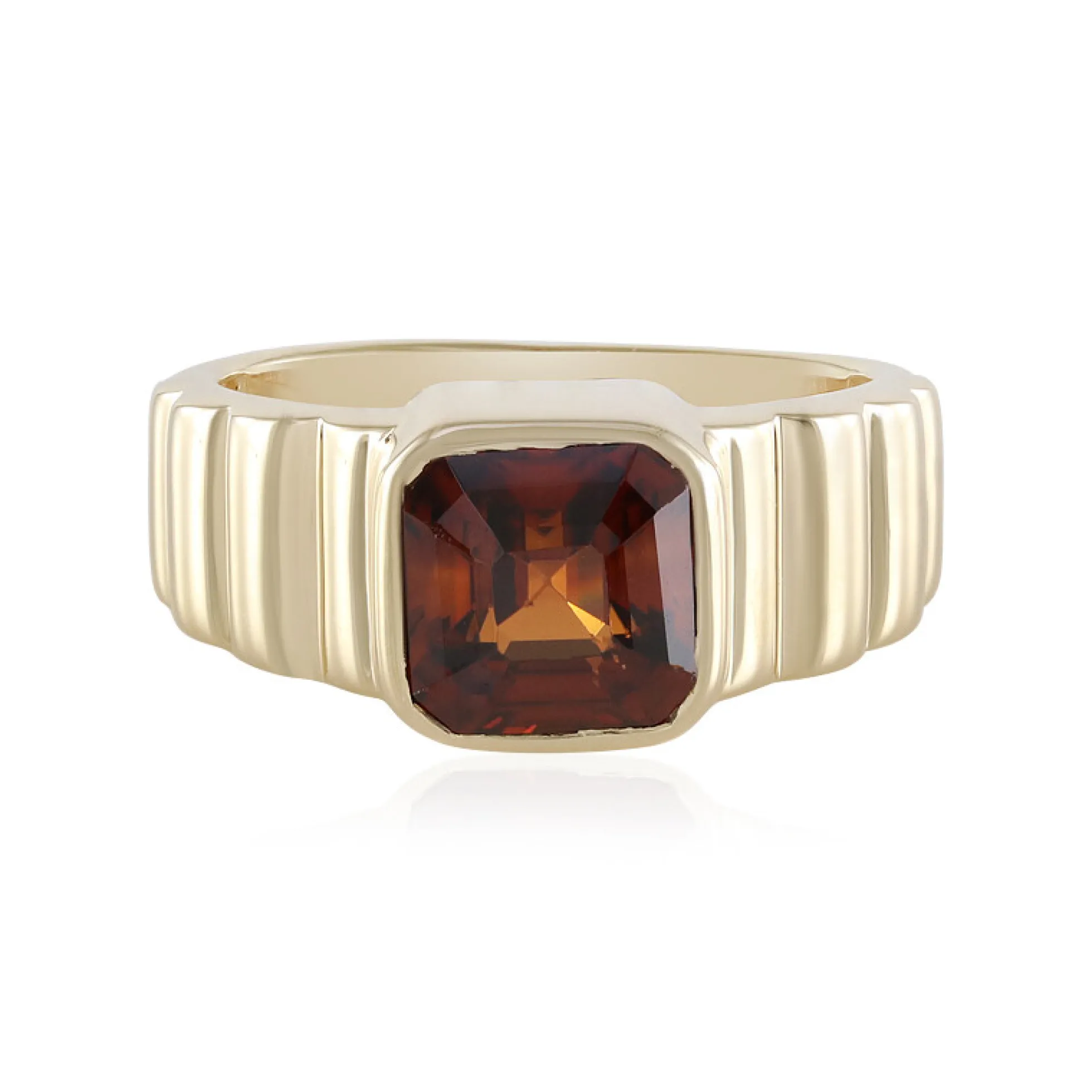 Abendroter Zirkon-Goldring