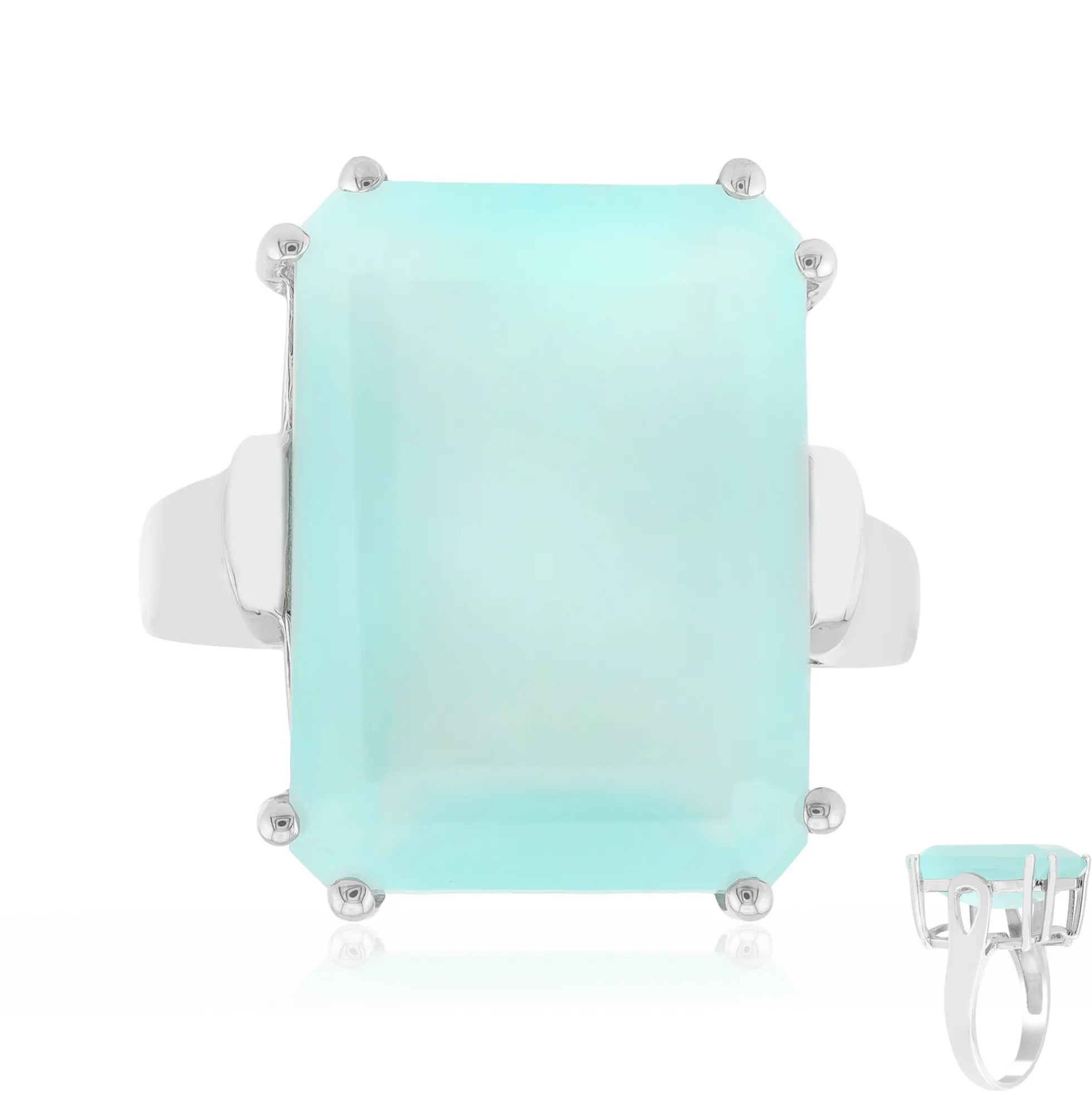 Aqua-Chalzedon-Silberring