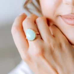 Aqua-Chalzedon-Silberring