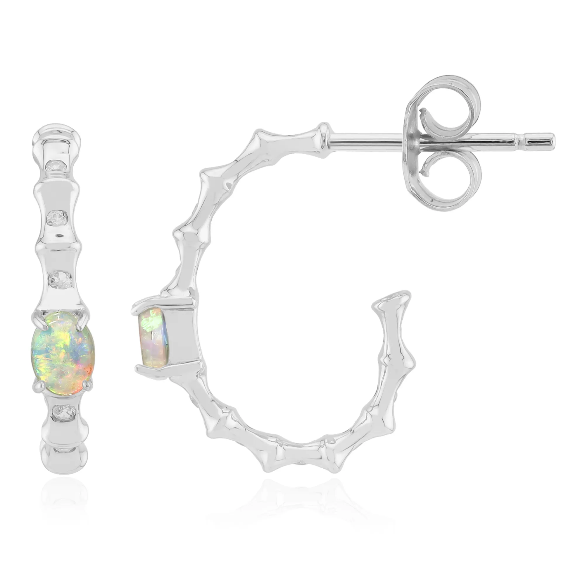 Australischer Opal-Silberohrringe