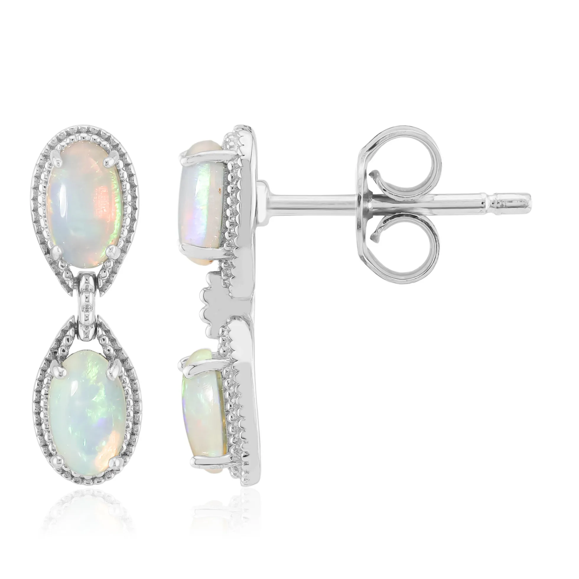 Australischer Opal-Silberohrringe