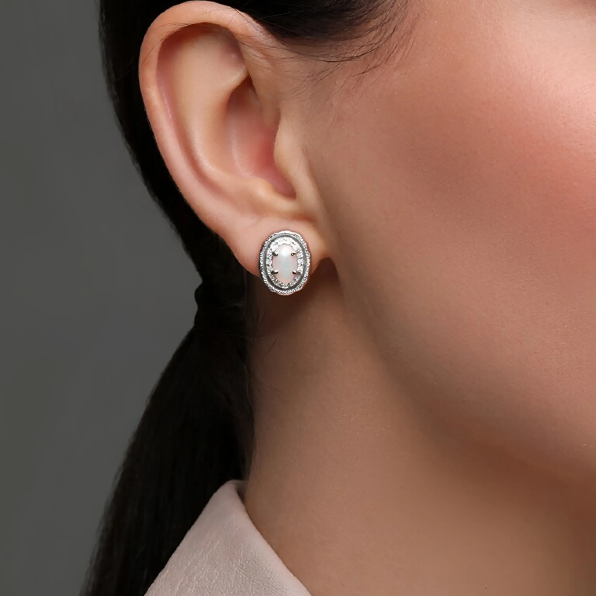 Australischer Opal-Silberohrringe