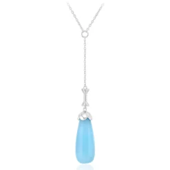 Azurblauer Quarz-Silbercollier