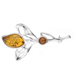 Baltischer Cognac-Bernstein-Silberbrosche