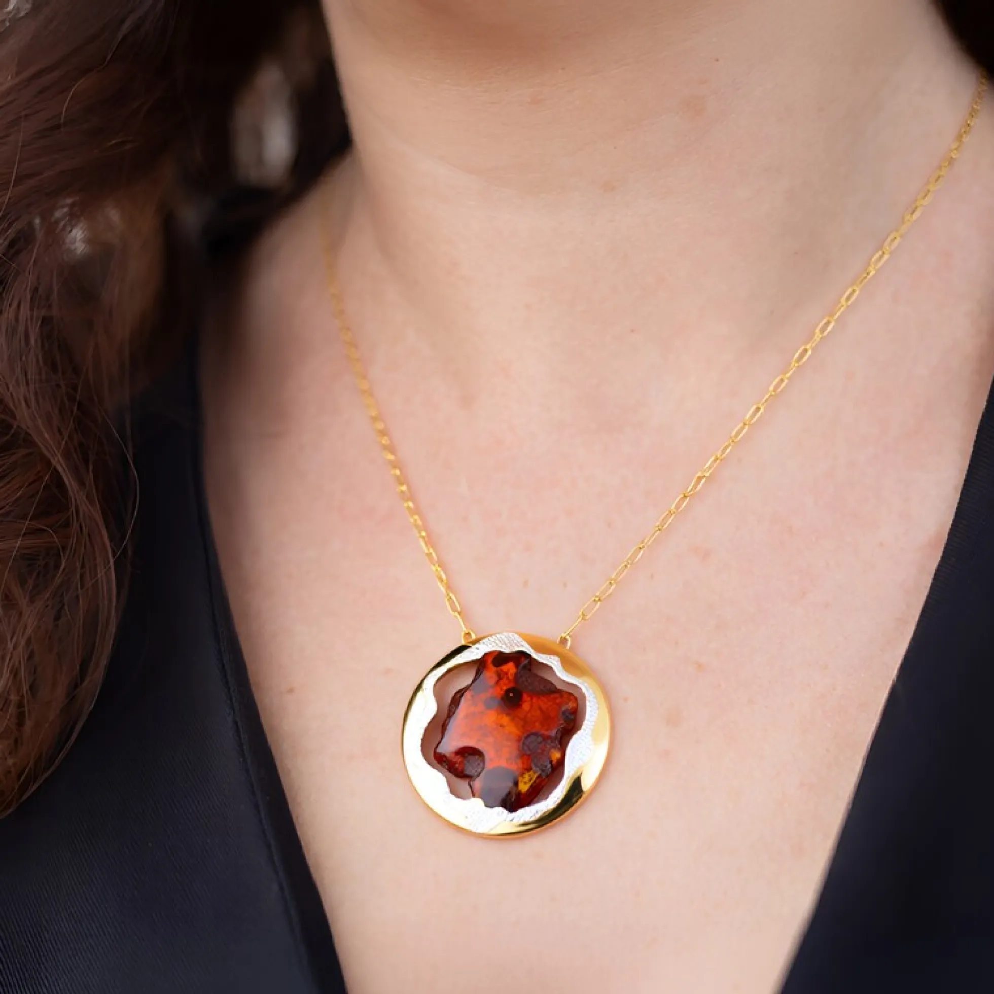 Baltischer Cognac-Bernstein-Silbercollier