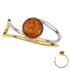 Baltischer Cognac-Bernstein-Silberring