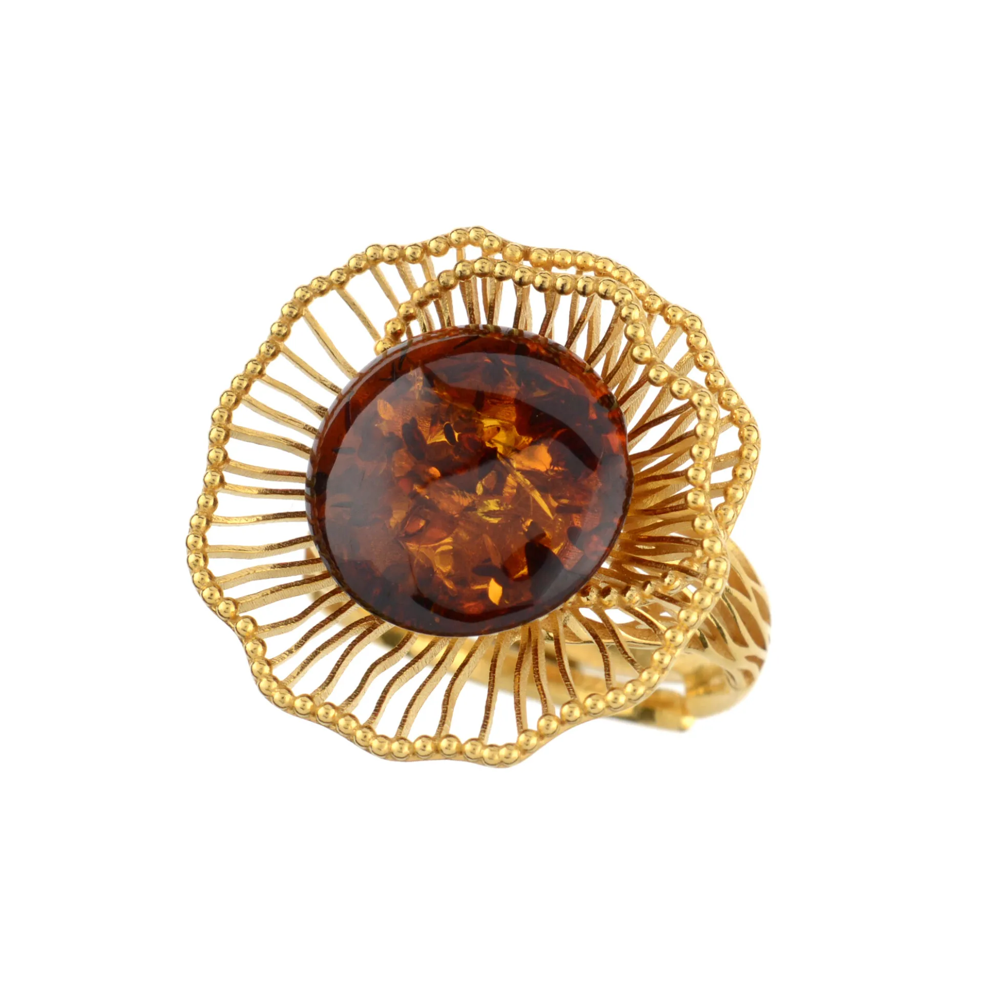 Baltischer Cognac-Bernstein-Silberring