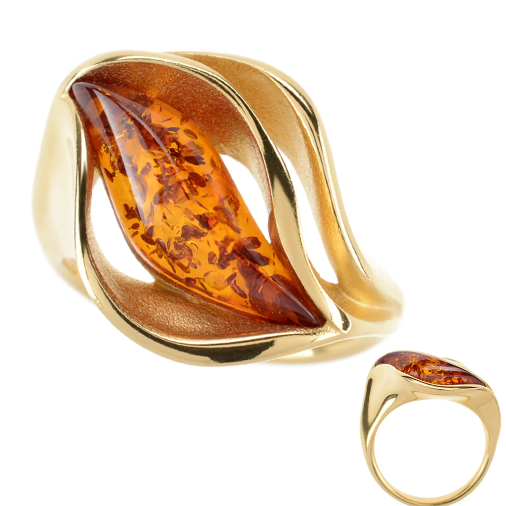Baltischer Cognac-Bernstein-Silberring