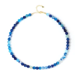 Blauer Achat-Silberhalskette