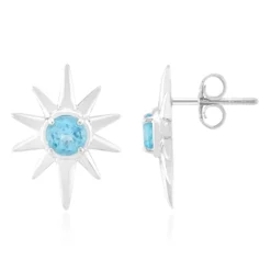 Blauer Apatit-Silberohrringe