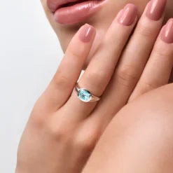 Blauer Apatit-Silberring