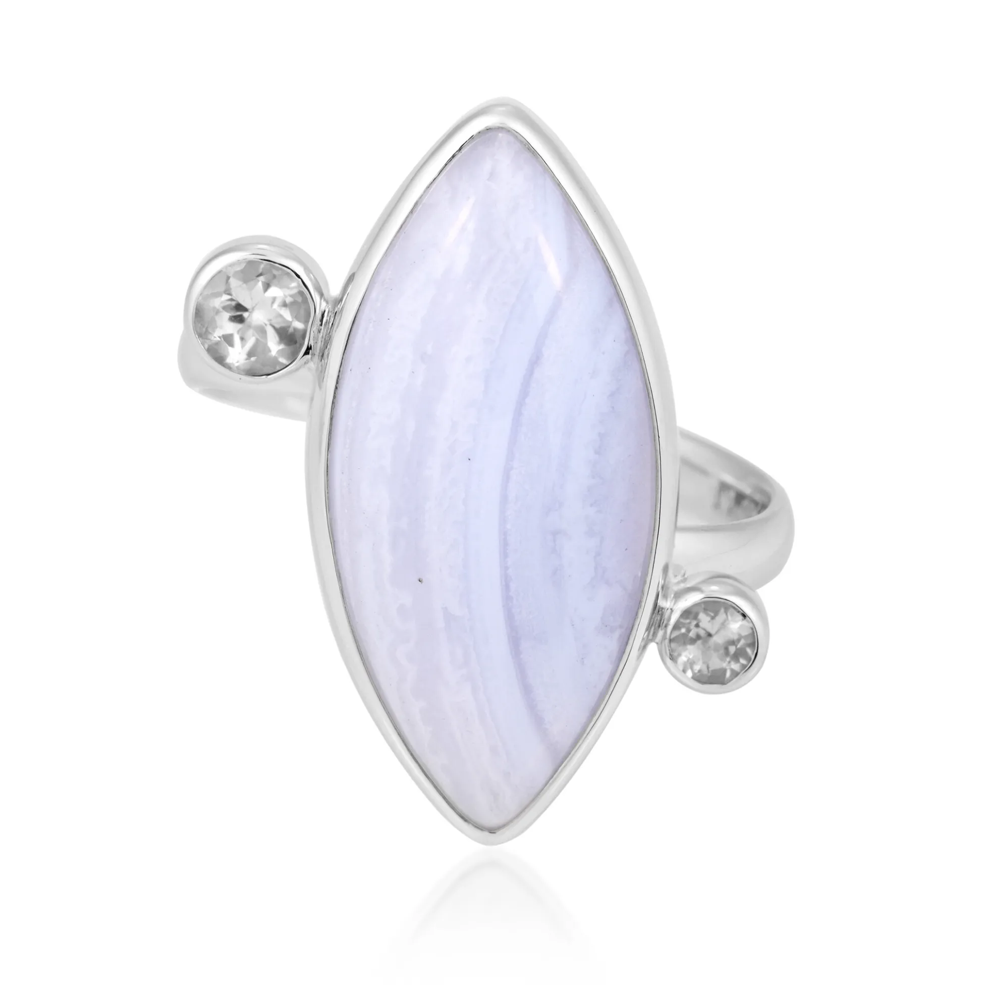 Blauer Band-Achat-Silberring