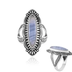Blauer Band-Achat-Silberring
