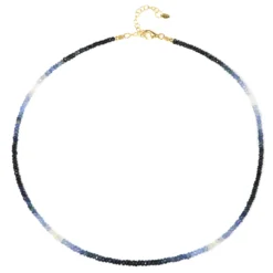Blauer Burmesischer Saphir-Silberhalskette