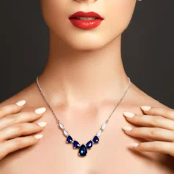 Blauer Ceylon-Saphir-Goldcollier