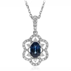 Blauer Ceylon-Saphir-Goldhalskette