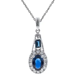 Blauer Ceylon-Saphir-Goldhalskette