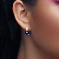 Blauer Ceylon-Saphir-Goldohrringe