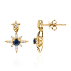 Blauer Ceylon-Saphir-Goldohrringe