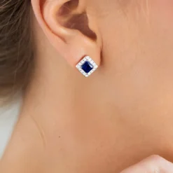 Blauer Ceylon-Saphir-Goldohrringe