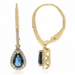 Blauer Ceylon-Saphir-Goldohrringe