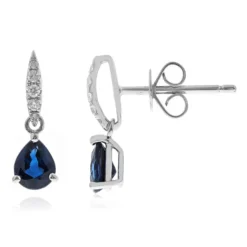 Blauer Ceylon-Saphir-Goldohrringe