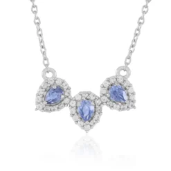 Blauer Ceylon-Saphir-Silbercollier