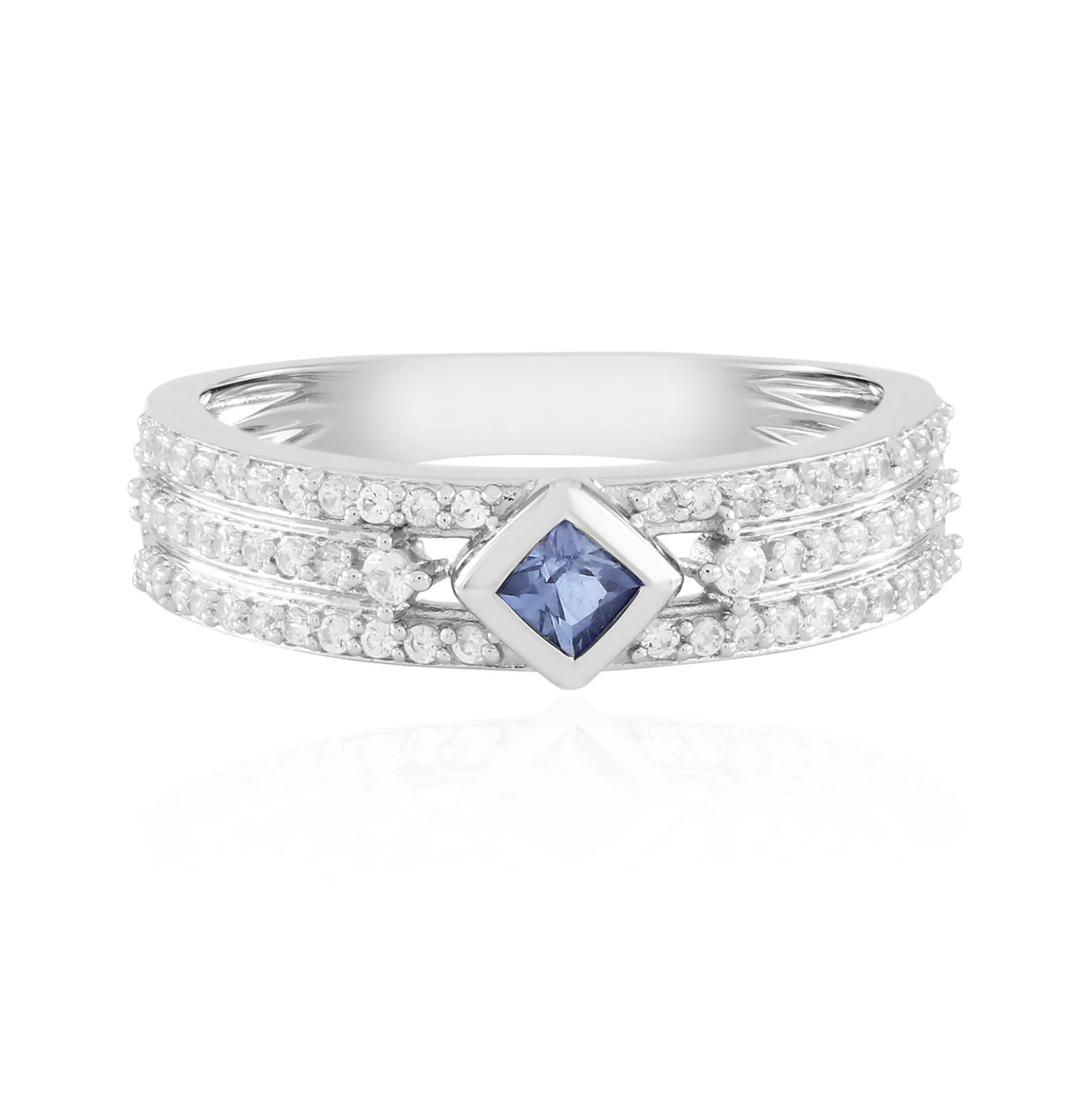 Blauer Ceylon-Saphir-Silberring