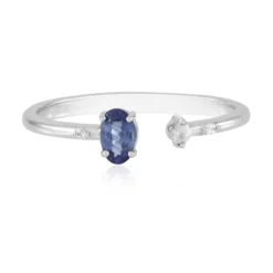 Blauer Ceylon-Saphir-Silberring