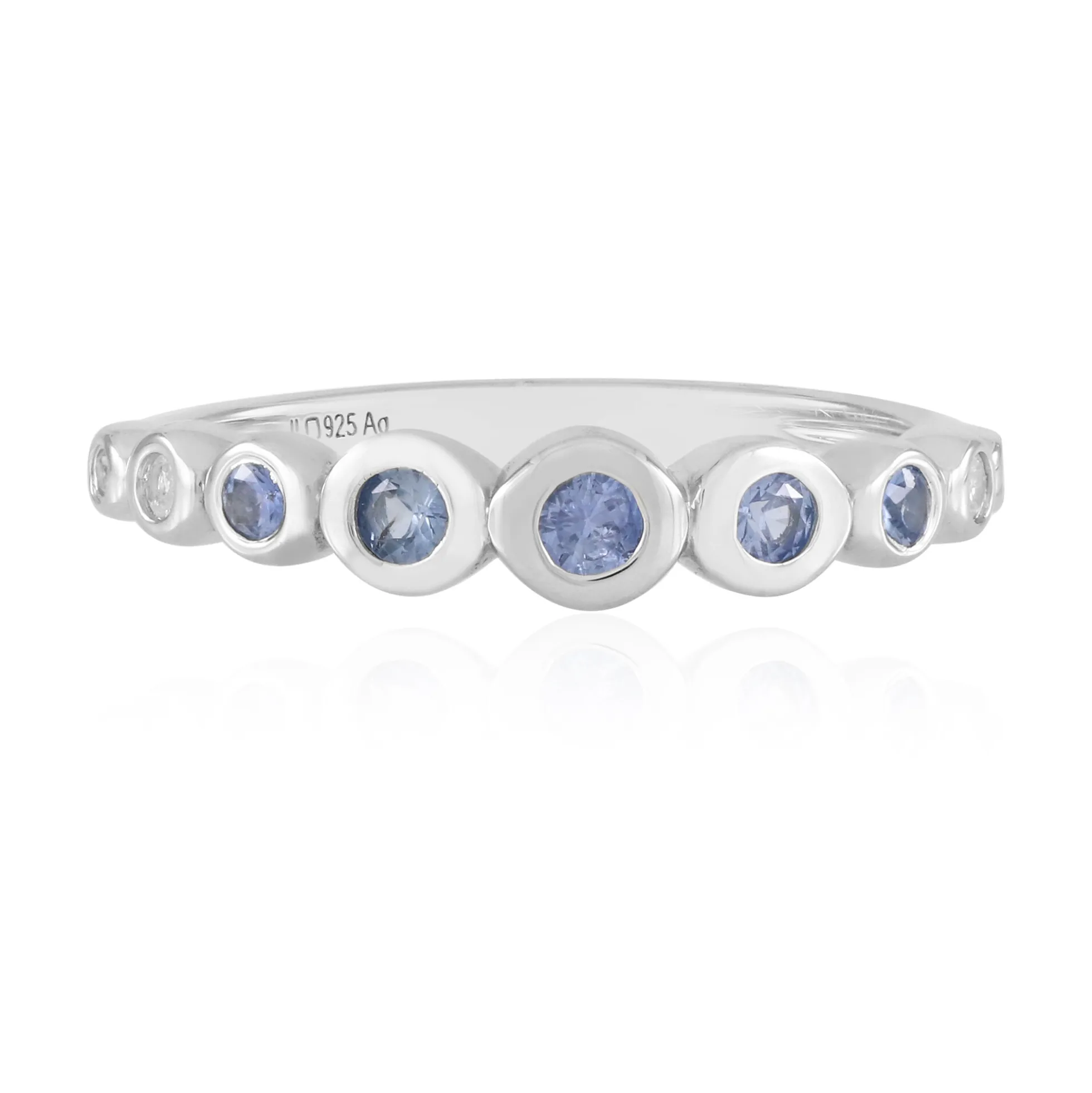 Blauer Ceylon-Saphir-Silberring