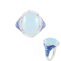 Blauer Chalzedon-Silberring