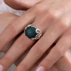 Blauer Diamant-Silberring