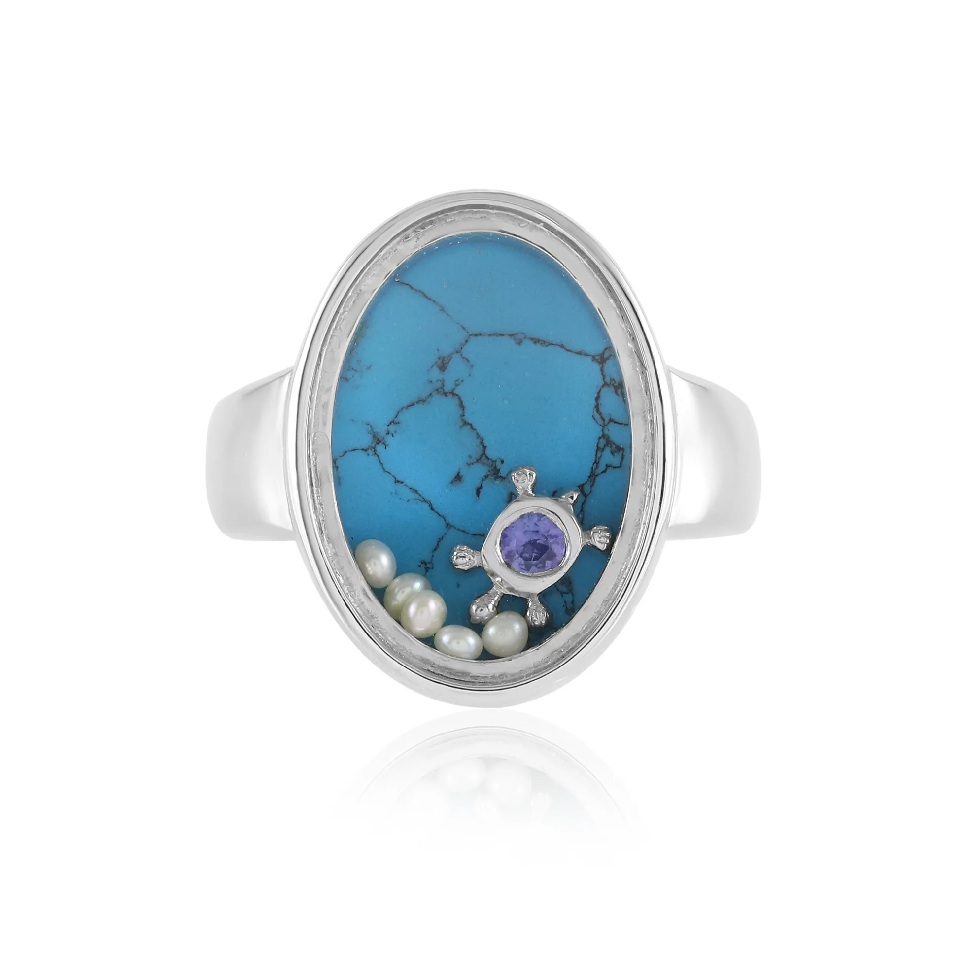 Blauer Howlith-Silberring