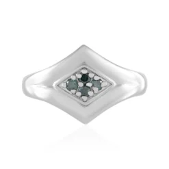 Blauer I2 Brillant-Silberring