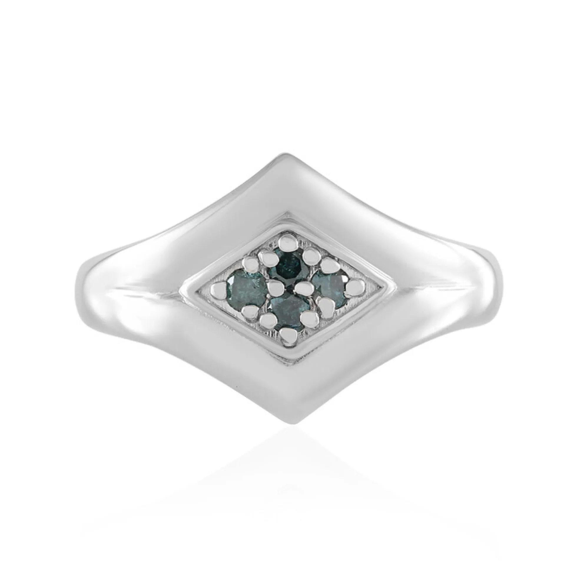 Blauer I2 Brillant-Silberring