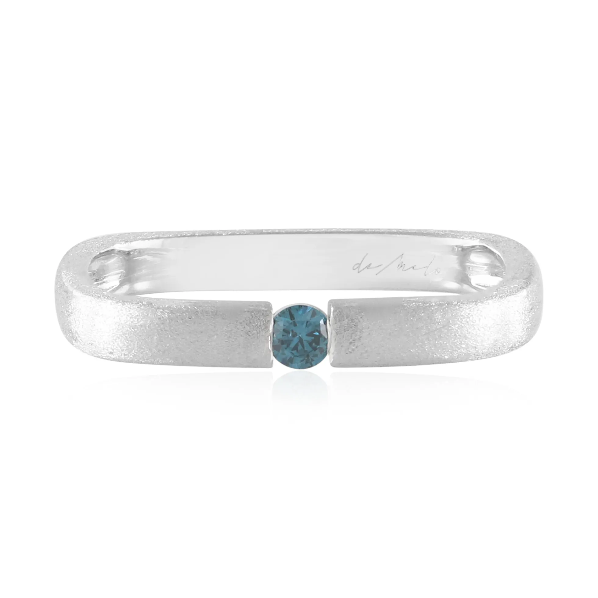 Blauer I2 Brillant-Silberring