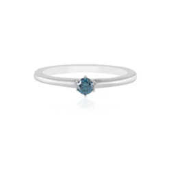 Blauer I2 Brillant-Silberring