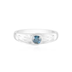 Blauer I2 Brillant-Silberring