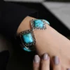 Blauer Kingman Mohave-Türkis-Silberarmband