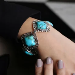 Blauer Kingman Mohave-Türkis-Silberarmband