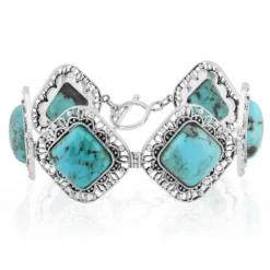 Blauer Kingman Mohave-Türkis-Silberarmband