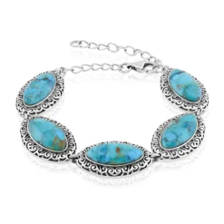 Blauer Kingman Mohave-Türkis-Silberarmband