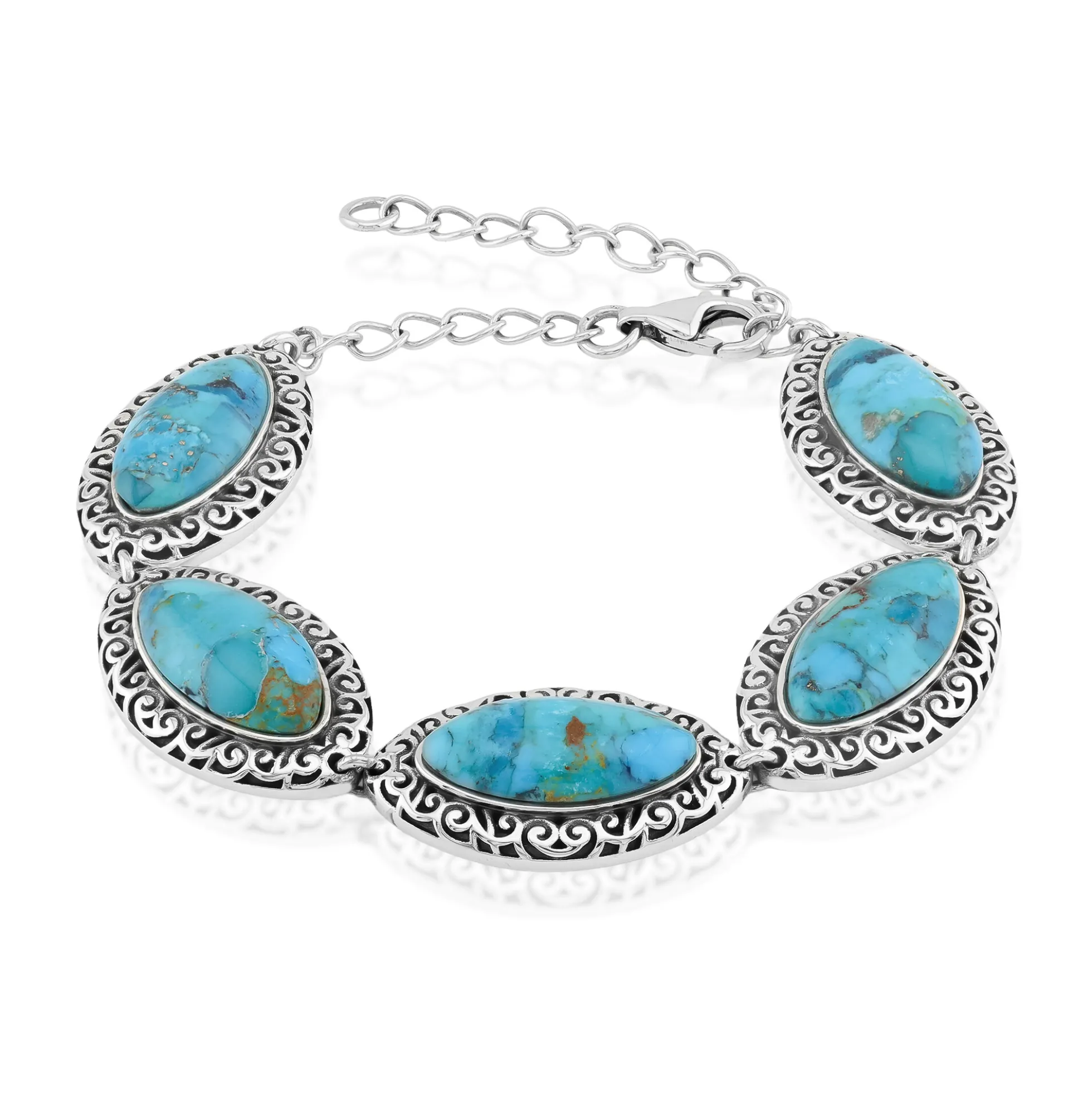 Blauer Kingman Mohave-Türkis-Silberarmband