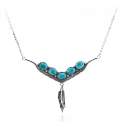 Blauer Kingman Mohave-Türkis-Silbercollier