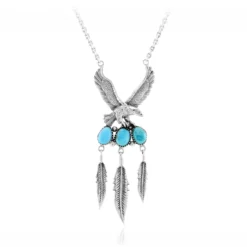 Blauer Kingman Mohave-Türkis-Silbercollier