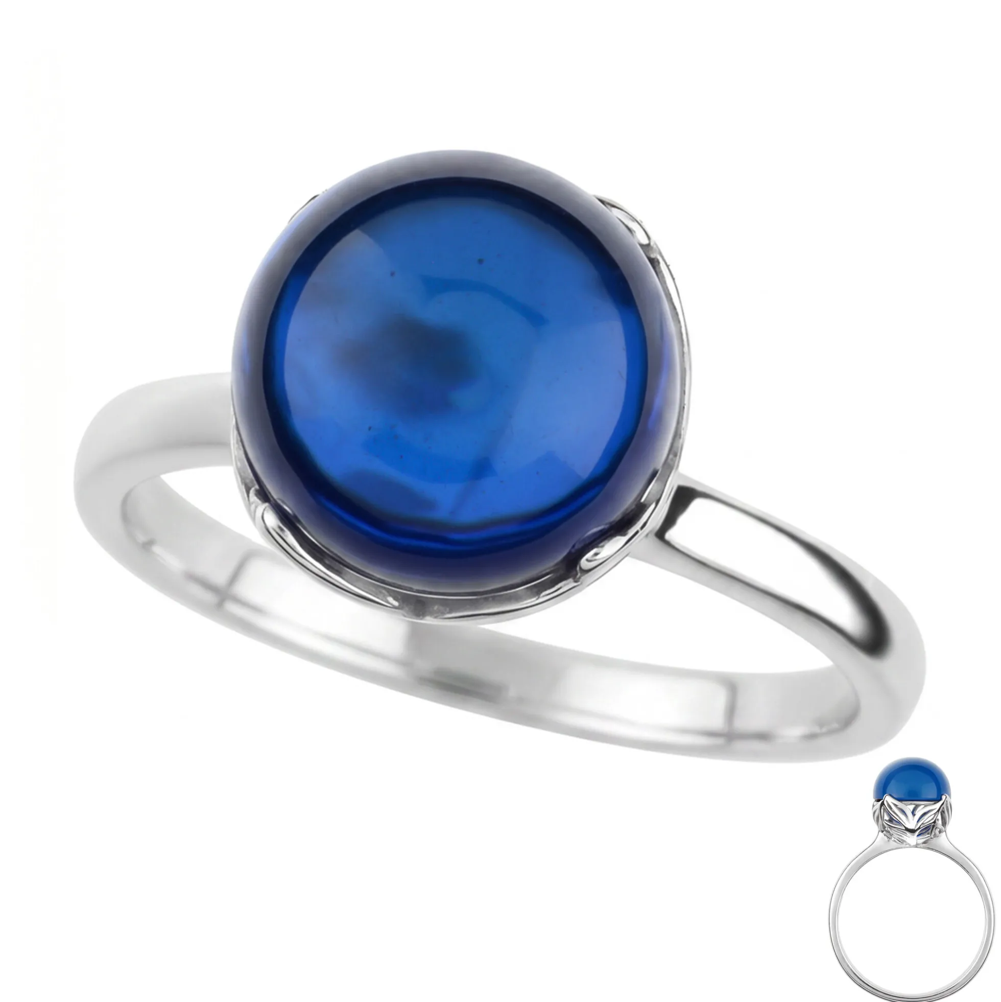 Blauer Kolumbianischer Bernstein-Silberring