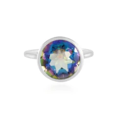 Blauer Mystik-Quarz-Silberring