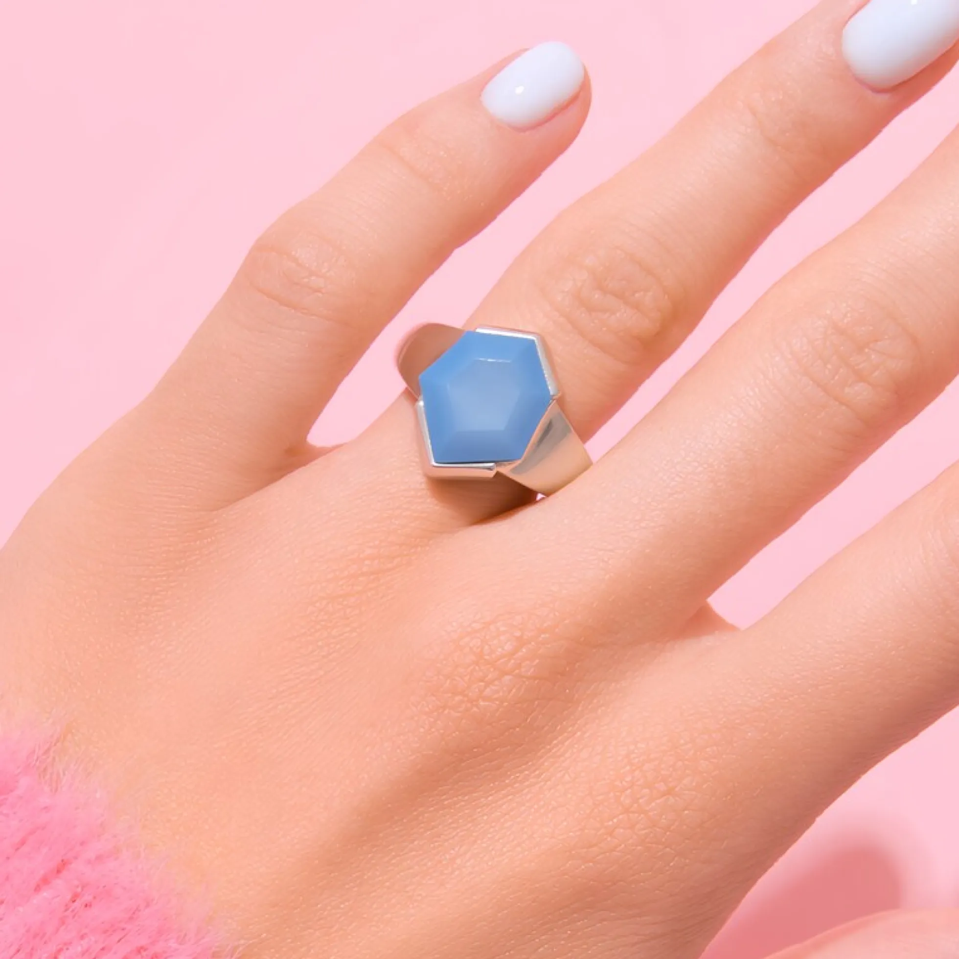 Blauer Onyx-Silberring